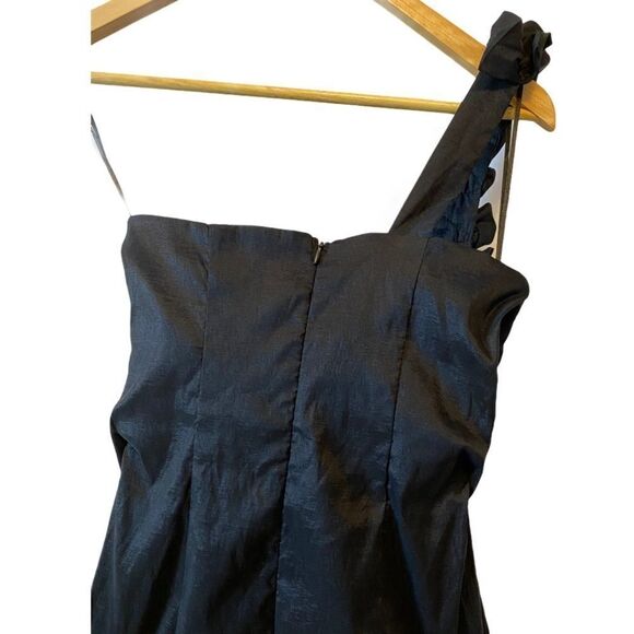 MISO Black Taffeta One Shoulder Fitted Dress 10 - Picture 4 of 8